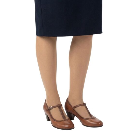 Abeo Leather Braided T-Strap Women's Heels Vella 10M - Picture 1 of 12